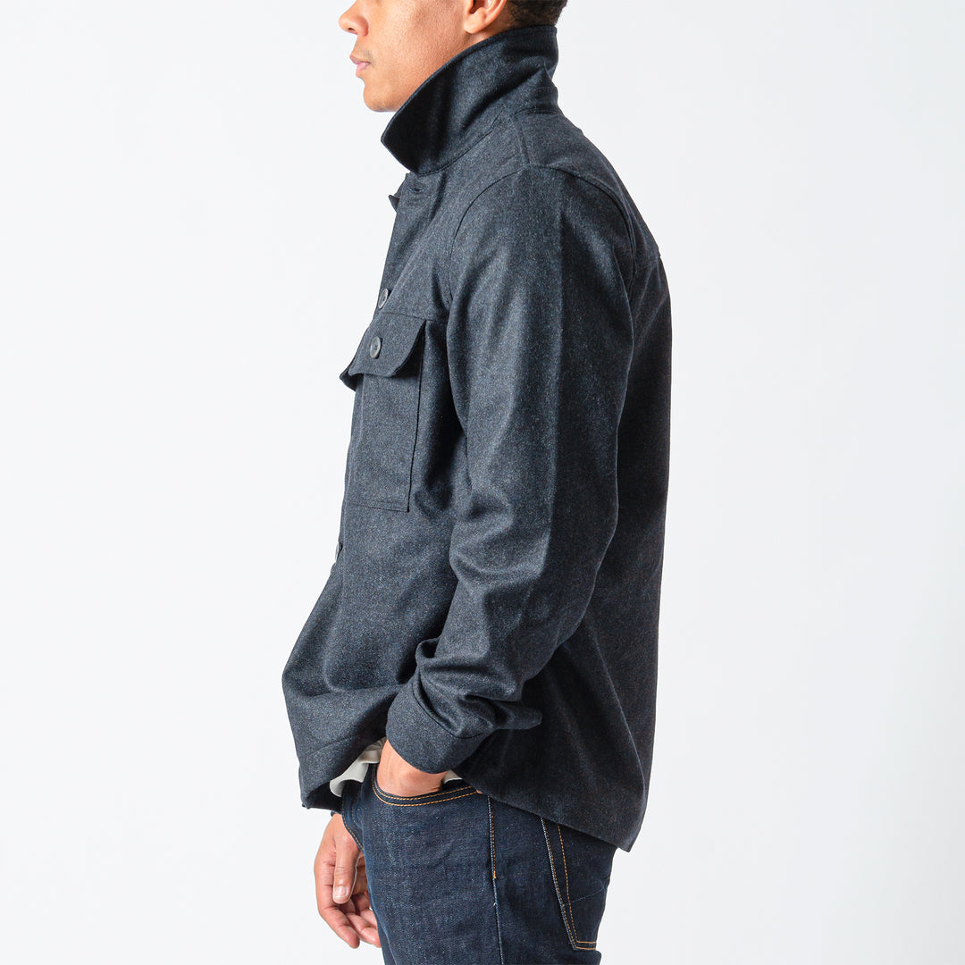 WILAS FLANNEL OVERSHIRT NAVY BLUE