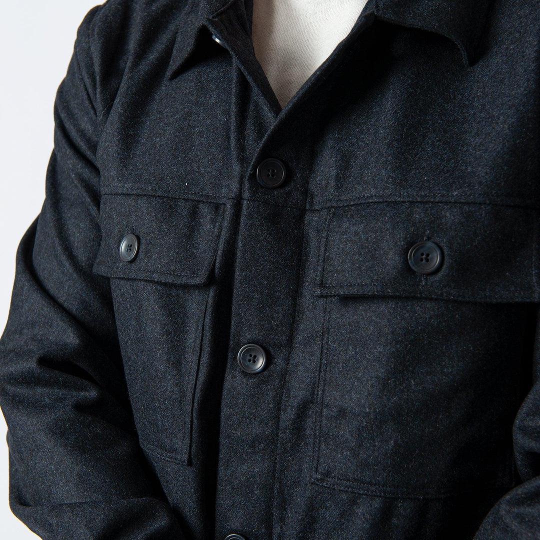 WILAS FLANNEL OVERSHIRT NAVY BLUE