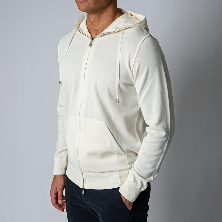 LUXURY CREPED COTTON HOODIE CREAM