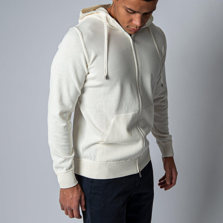 LUXURY CREPED COTTON HOODIE CREAM