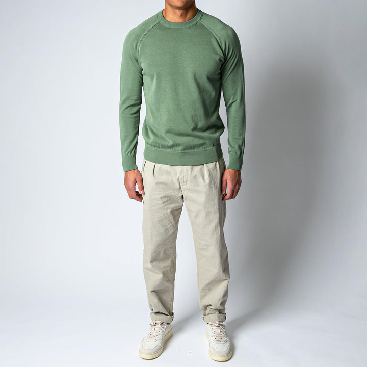 LUXURY CREPED COTTON SWEATER GREEN