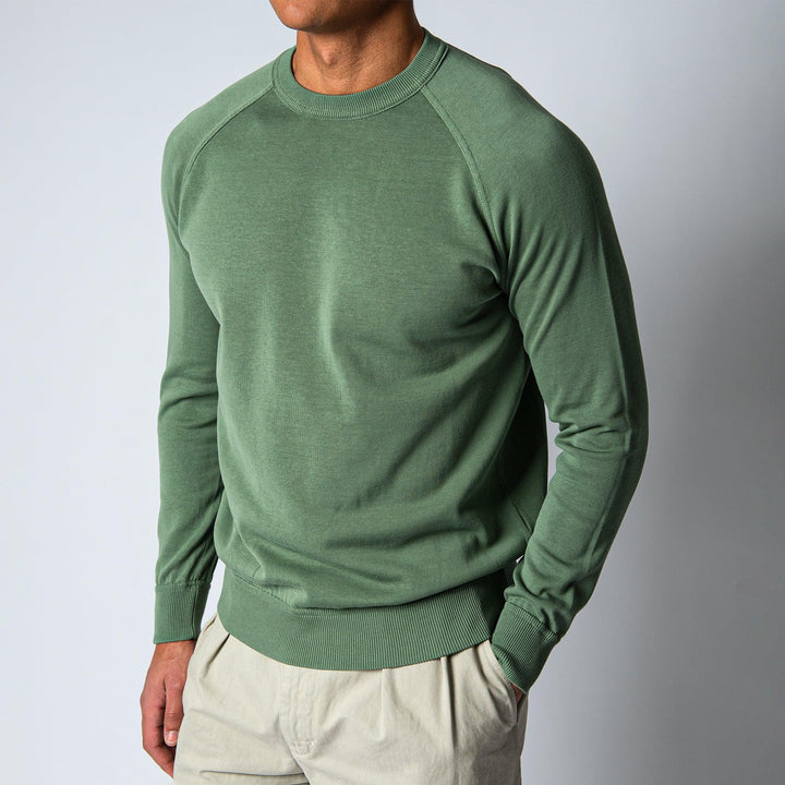 LUXURY CREPED COTTON SWEATER GREEN