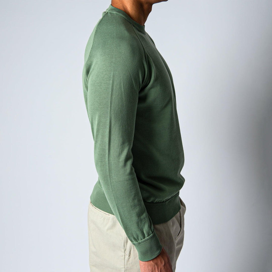 LUXURY CREPED COTTON SWEATER GREEN