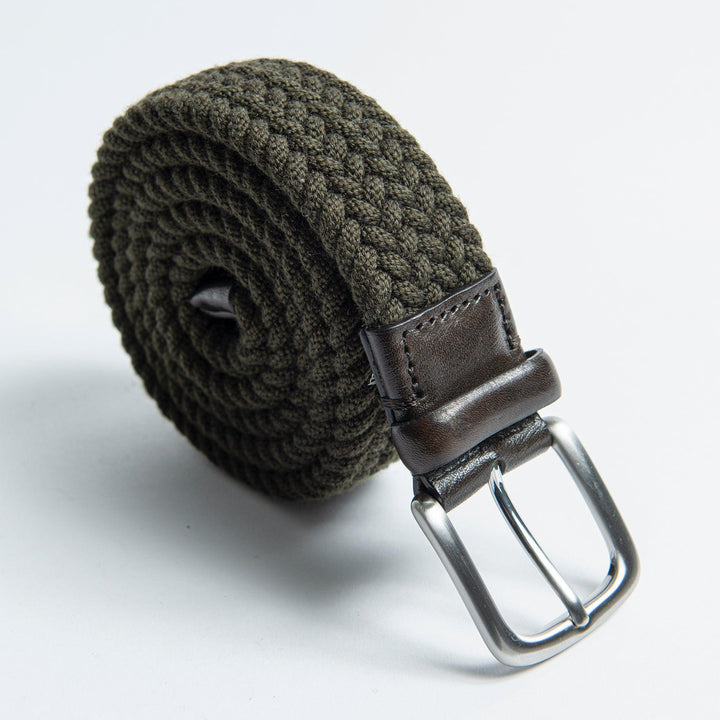 Colonia Wool Belt With Leather Trims Military Green