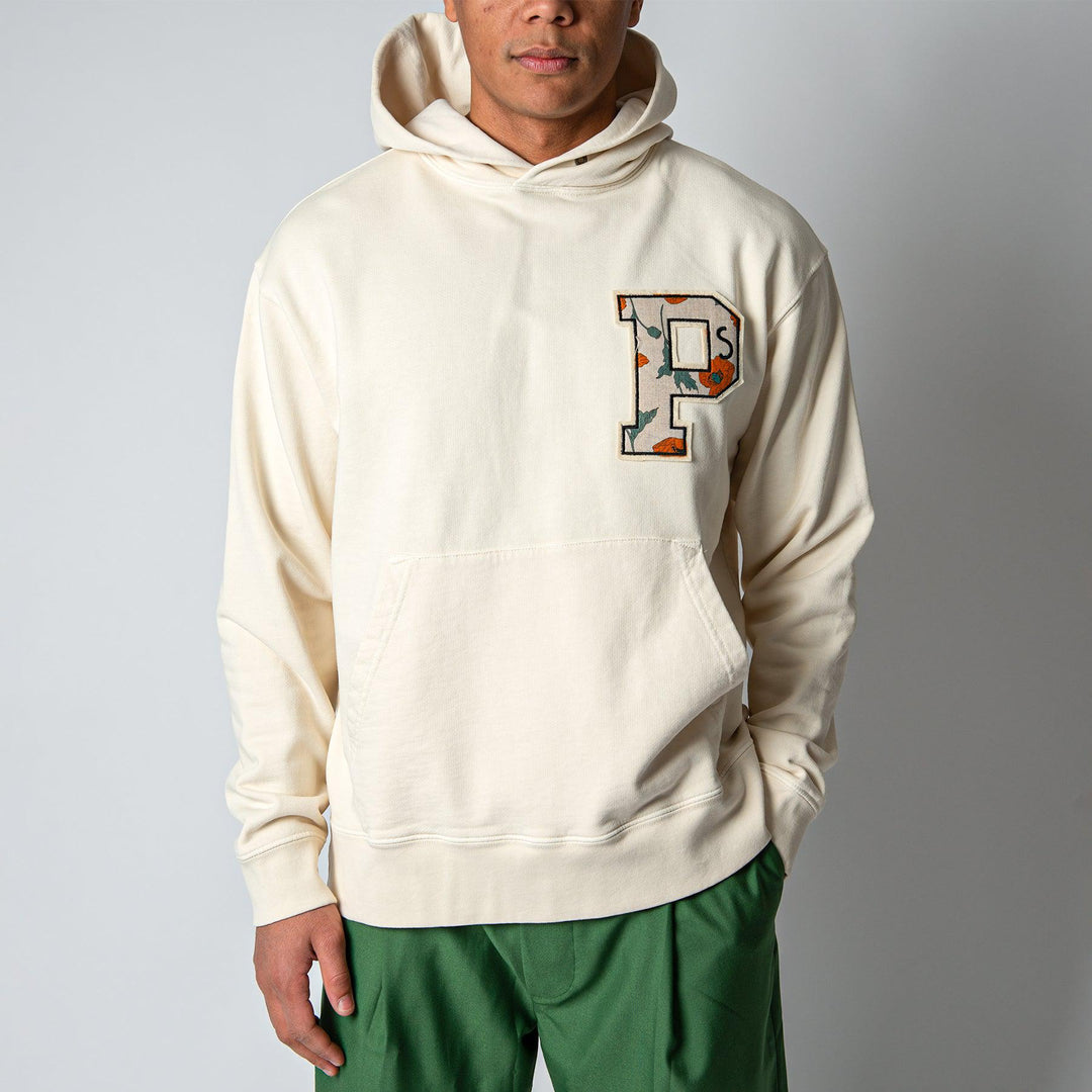 Patched Hooded Sweater Ecru