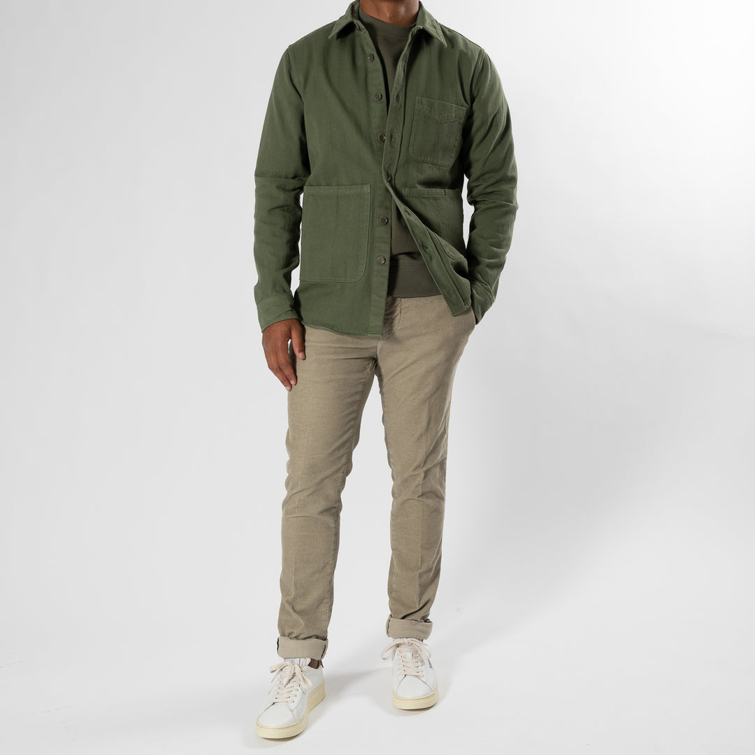 COTTON CHEVRON UTILITY SHIRT SAGE GREEN