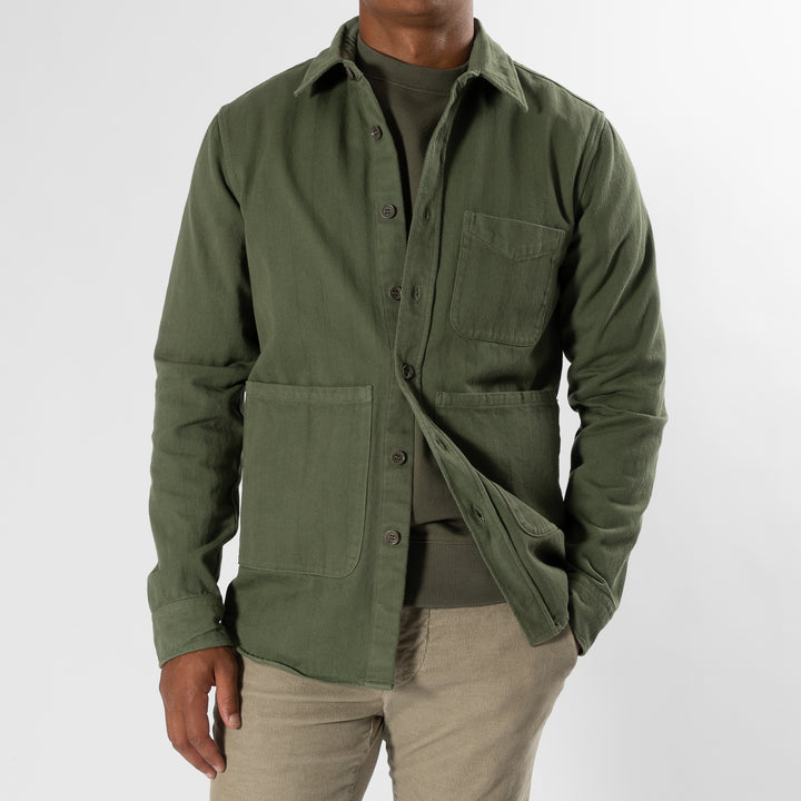 COTTON CHEVRON UTILITY SHIRT SAGE GREEN