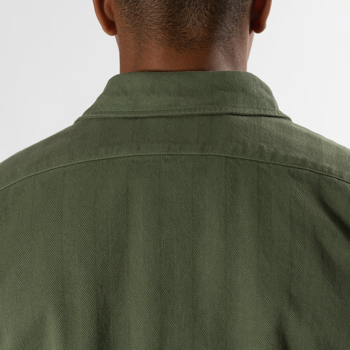 COTTON CHEVRON UTILITY SHIRT SAGE GREEN