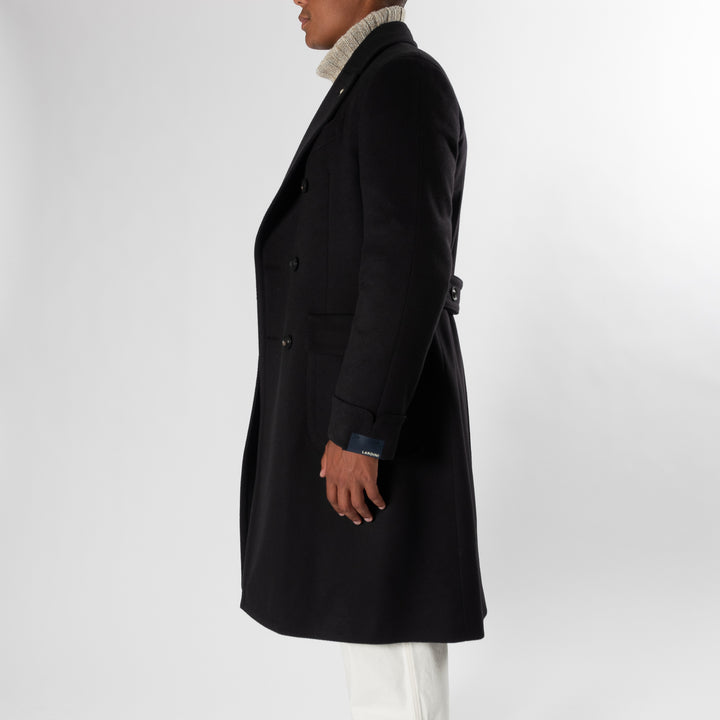 Luxury Double Breasted Wool Coat Navy