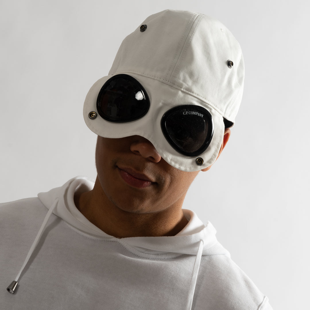 Baseball Cap With Goggles White