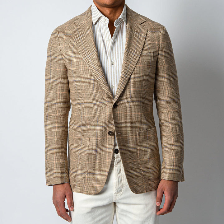 LUXURY COTTON LINEN GLEN PLAID BEIGE