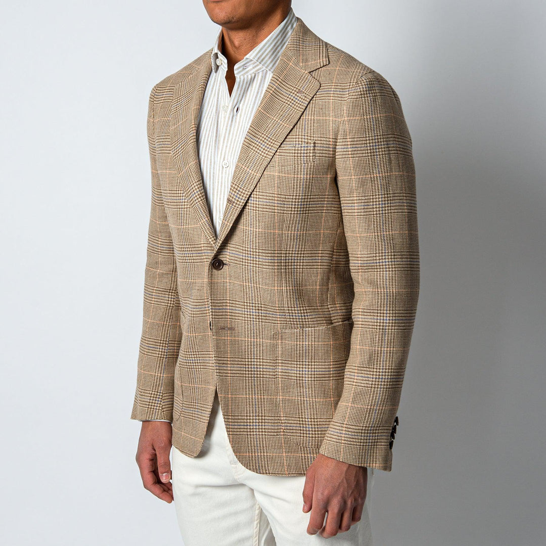 LUXURY COTTON LINEN GLEN PLAID BEIGE