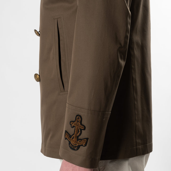 LUXURY COTTON TWILL PEACOAT ARMY