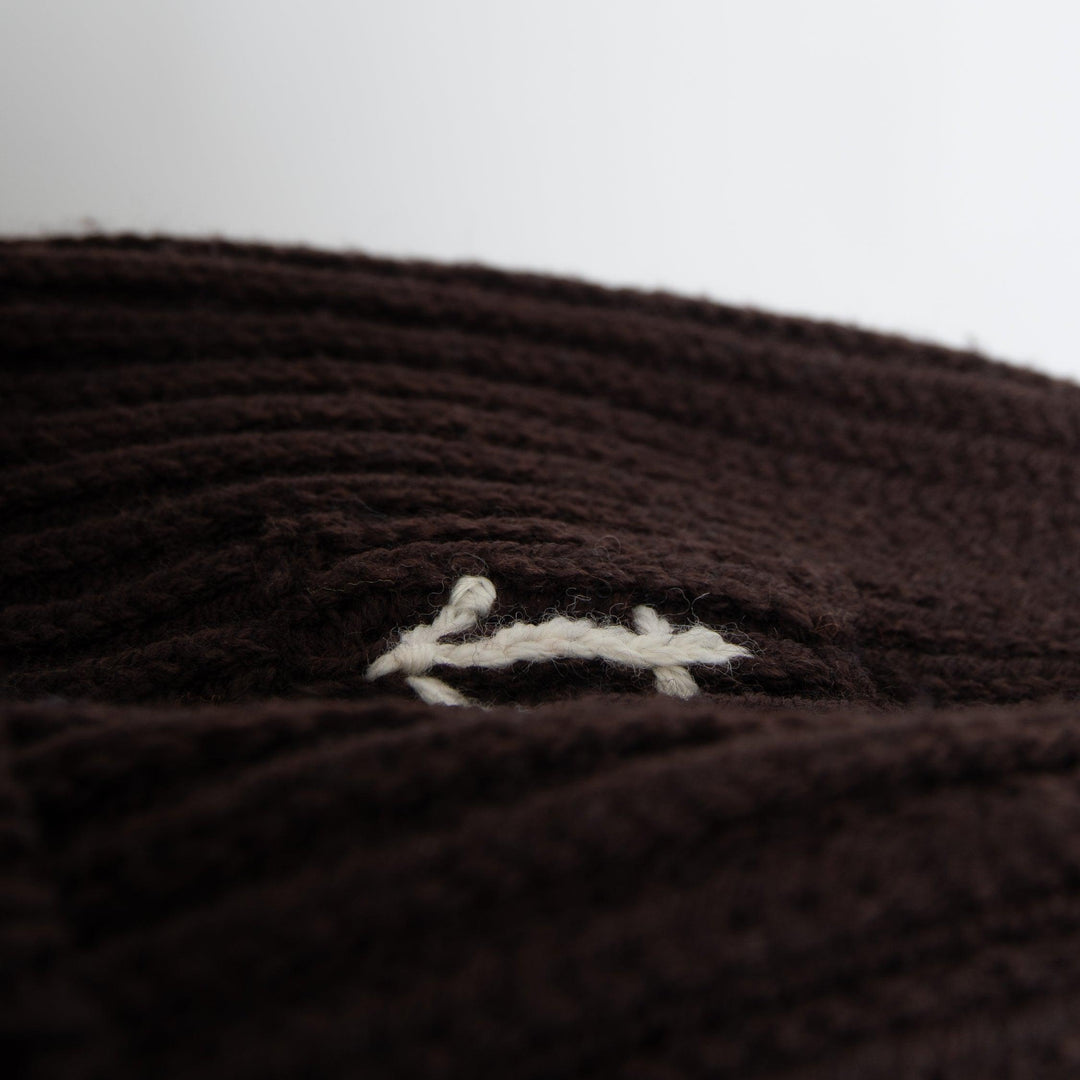 LUXURY WOOL BEANIE WITH ANCHOR BROWN