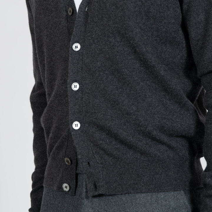 LUXURY WOOL CASHMERE CARDIGAN DARK GREY