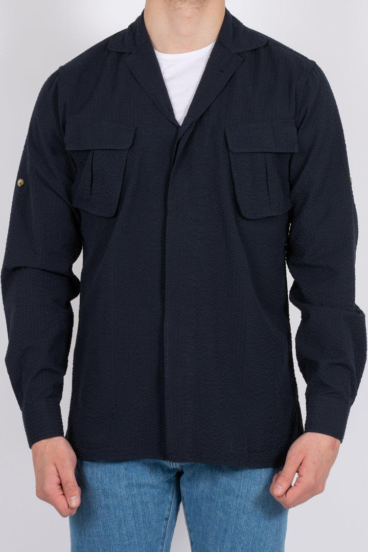 NICO SEARSUCKER HYBRIDSHIRT NAVY