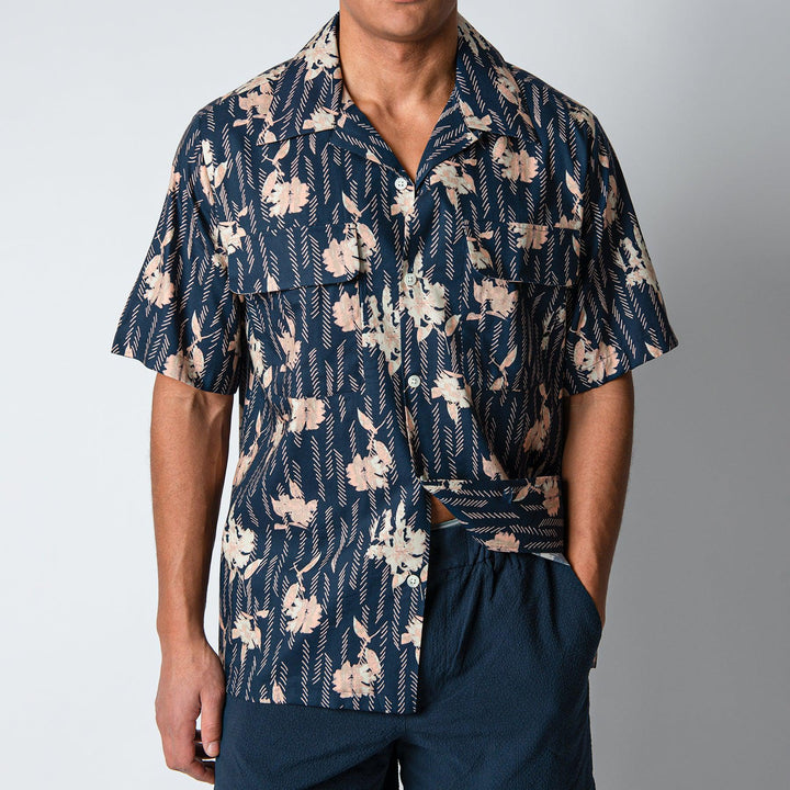 DANIEL SS SHIRT NAVY PRINT