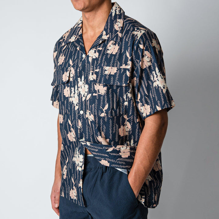 DANIEL SS SHIRT NAVY PRINT