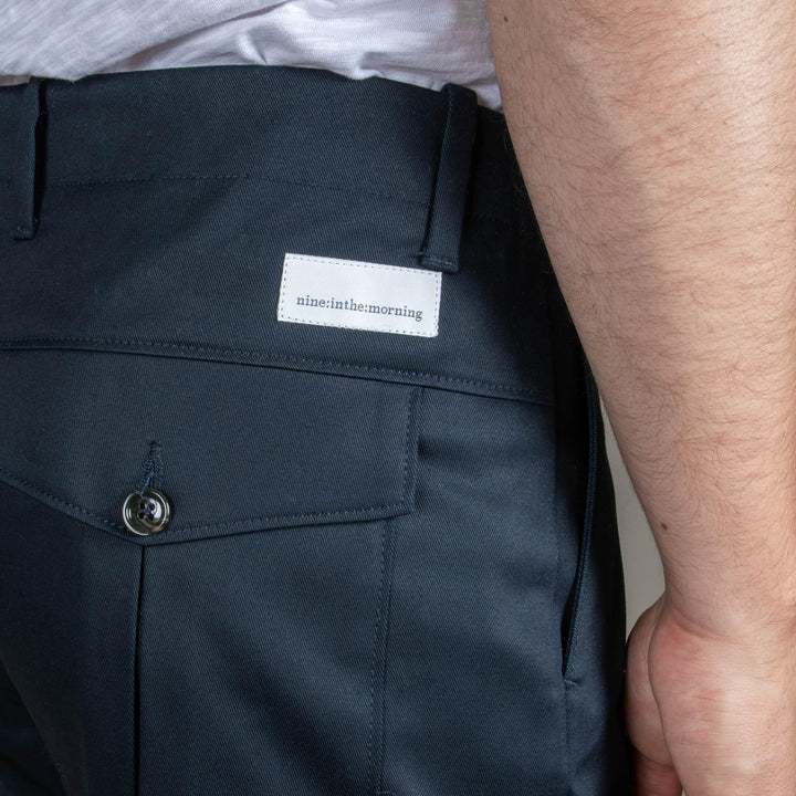 ONE PLEAT JAPANESE TWILL TROUSERS NAVY