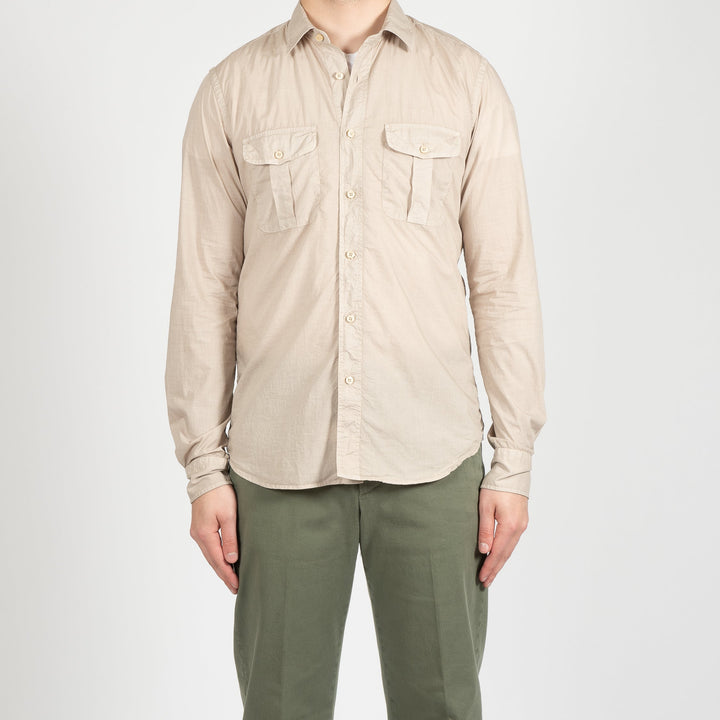 POPLIN SHIRT WITH BREAST POCKETS BEIGE