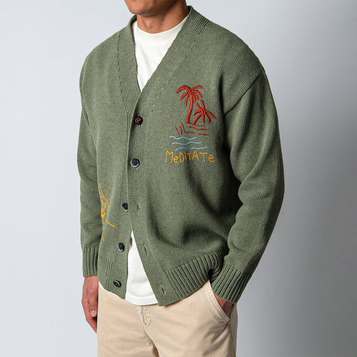 HAND EBROIDERY CARDIGAN SAGE