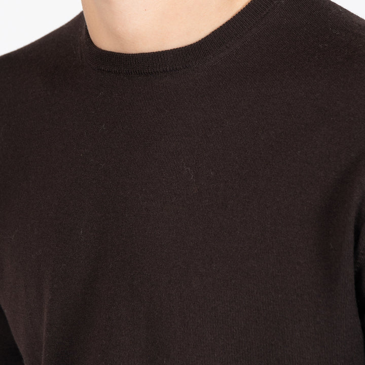 ROYAL 120'S MERINO CREWNECK DARK BROWN