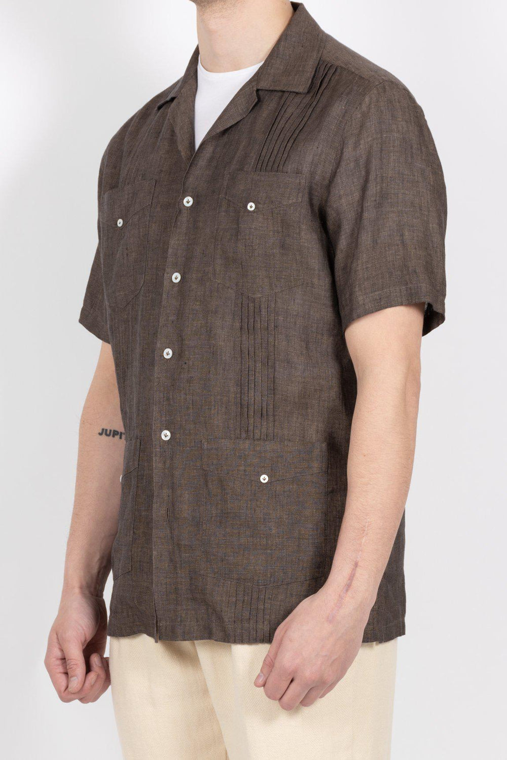 SANTIAGO CUBA LINEN SHIRT BROWN