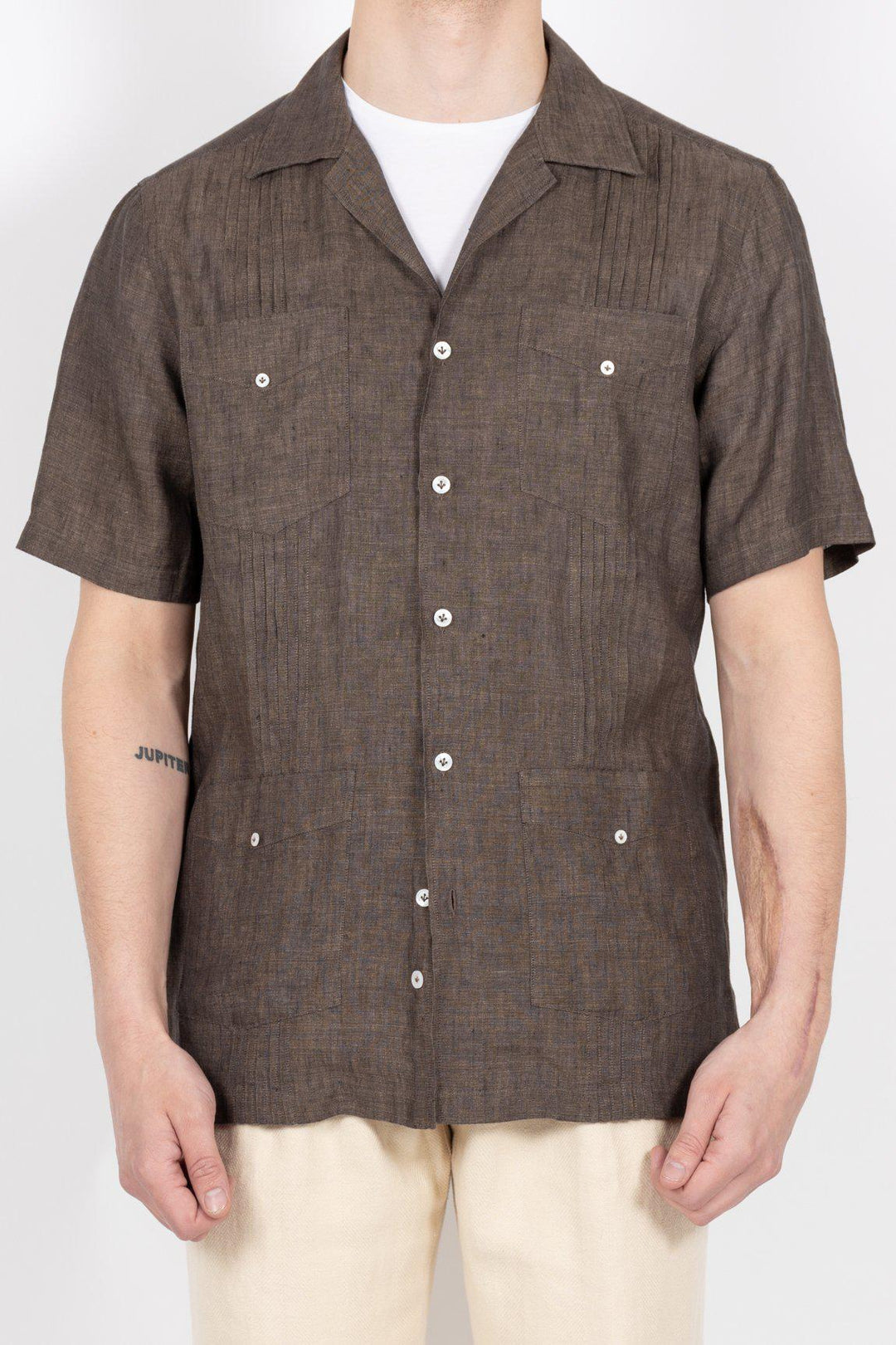 SANTIAGO CUBA LINEN SHIRT BROWN