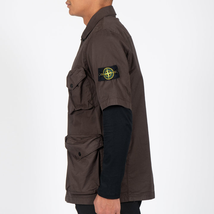 SHORT SLEEVED OVERSHIRT BROWN