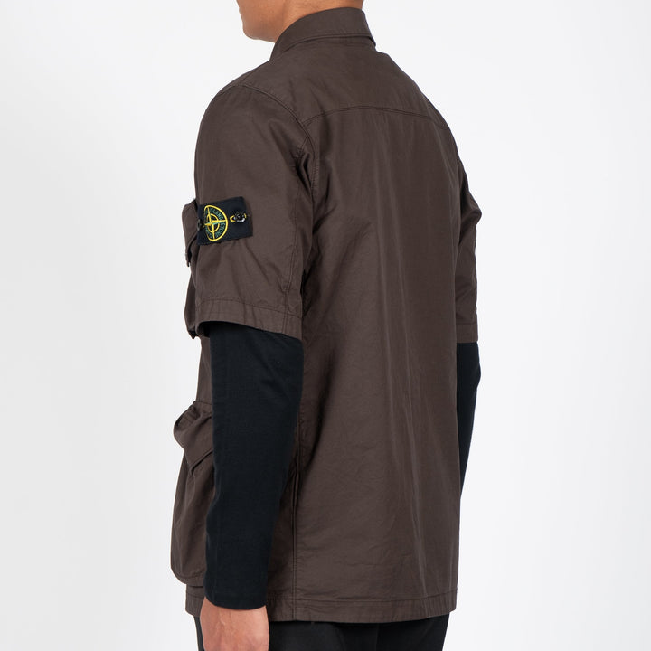 SHORT SLEEVED OVERSHIRT BROWN