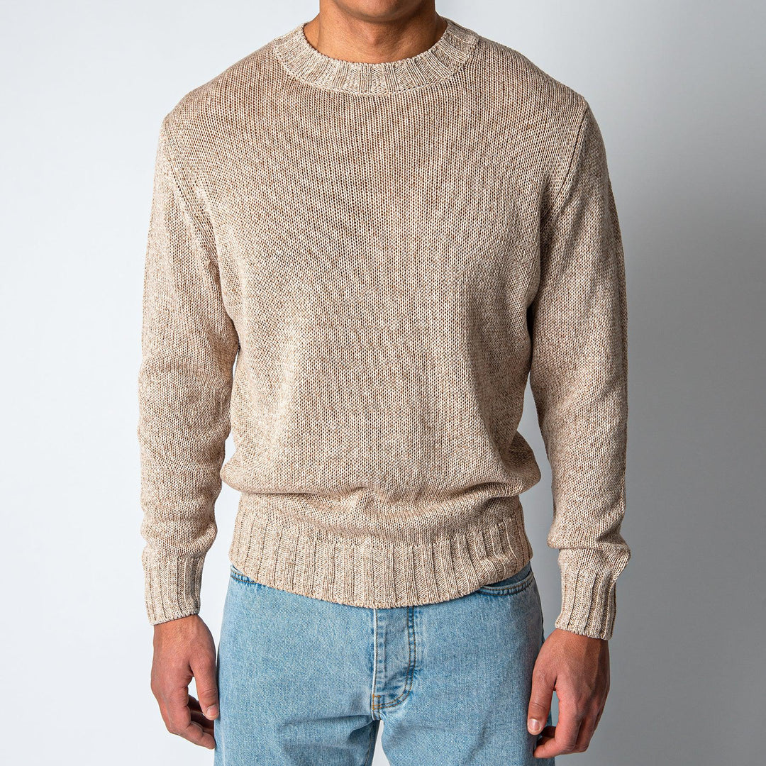KNITTED COTTON SWEATER TAUPE